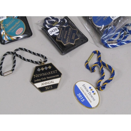 1671 - BOX TO INCL RACING BADGES, DALVEY HIP FLASK