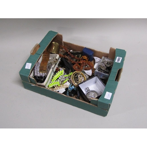 1693 - BOX OF MIXED COSTUME JEWELLERY, BANGLES, NECKLACES ETC