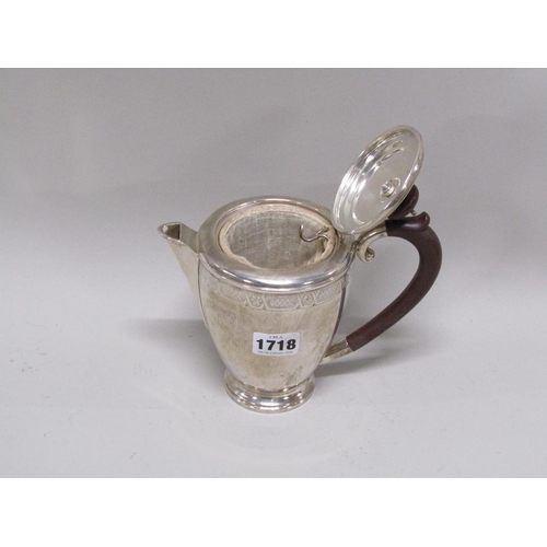 1718 - SILVER TEAPOT HENRY CLIFFORD DAVIES, BIRMINGHAM 1960 12.9ozt