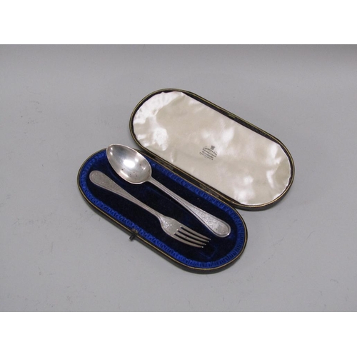 1738 - BOXED SILVER SPOON AND FORK 2.4ozt