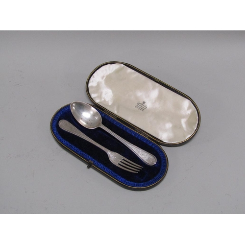 1738 - BOXED SILVER SPOON AND FORK 2.4ozt