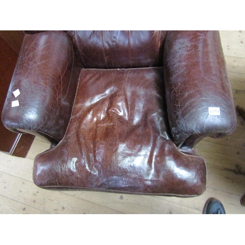 1893 - LEATHER UPHOLSTERED WINGBACK ARMCHAIR 82 x 100 cms