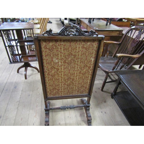 1912 - VICTORIAN ADJUSTABLE FIRE SCREEN 48 cms W