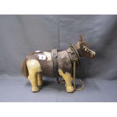 5 - CARVED WOOD AND PAINTED FIGURE OF A WORK HORSE