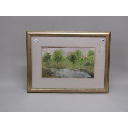 1208 - I.R DUPRE - CATTLE GRAZING IN MEADOW, SIGNED WATERCOLOUR, F/G