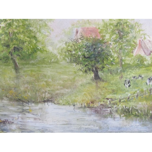 1208 - I.R DUPRE - CATTLE GRAZING IN MEADOW, SIGNED WATERCOLOUR, F/G