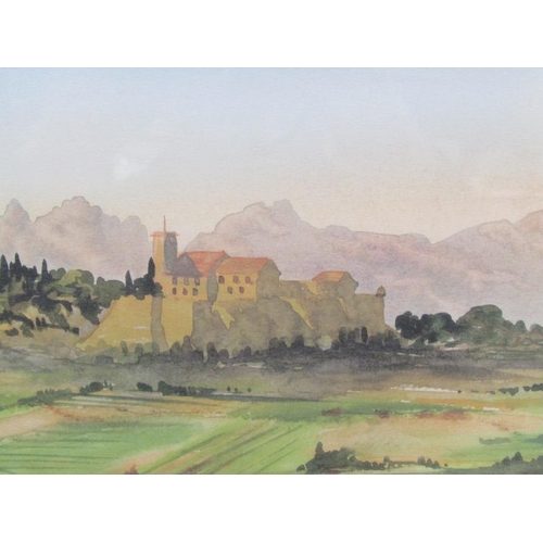 1228 - F/G COLOURED PRINT - VIEW OF SOUTH OF FRANCE BY H.R.H PRINCE OF WALES