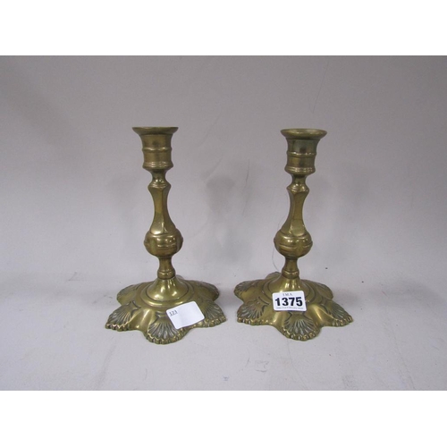 1375 - PAIR OF EARLY 19C BRASS CANDLESTICKS