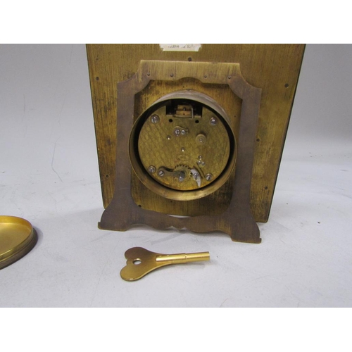 1413 - EASEL BRASS BASED MANTEL CLOCK WITH CHINOISERIE DECORATION