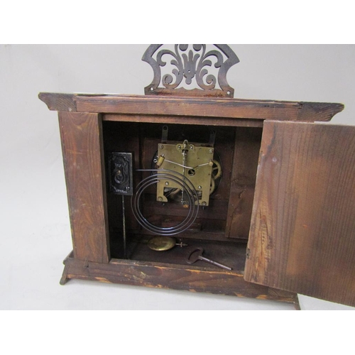 1415 - OAK AND MAHOGANY CASED COLUMN MANTEL CLOCK
