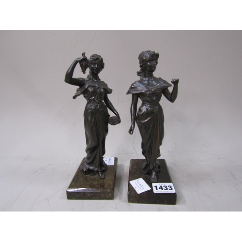 1433 - PAIR OF BRONZED FEMALE FIGURES