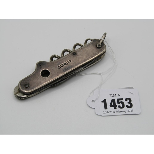 1453 - WALKER AND HALL SILVER CASED MULTI TOOL PENKNIFE