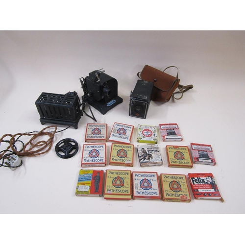 1327 - EARLY 20C FILM PROJECTOR WITH COLLECTION OF 9.5 MM FILMS ETC