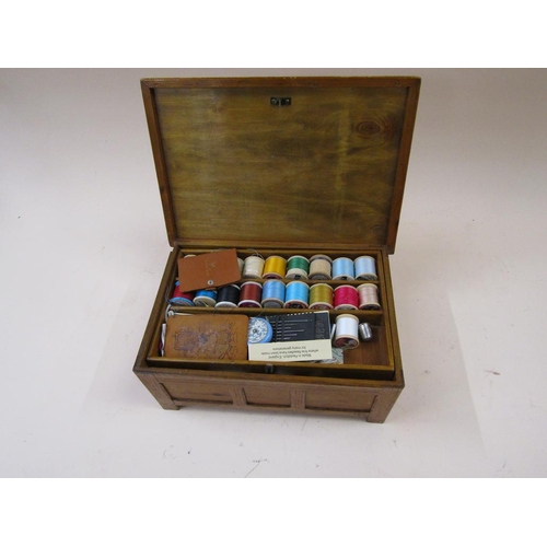 1349 - NEEDLEWORK BOX AND CONTENTS