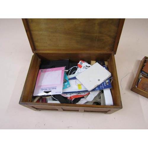 1349 - NEEDLEWORK BOX AND CONTENTS