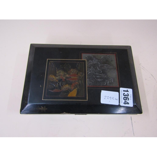 1364 - EBONISED AND CHINOISERIE PANELLED ORIENTAL BOX