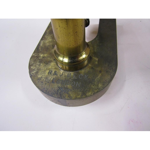 1368 - EDWARDIAN STUDENTS R&J BECK MICROSCOPE; BOX OF SLIDES