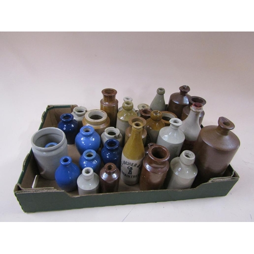 1372 - BOX OF STONEWARE INK AND OTHER BOTTLES