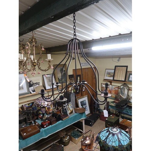1353 - SIX BRANCH METAL CEILING CANDLE HOLDER