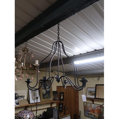 1353 - SIX BRANCH METAL CEILING CANDLE HOLDER