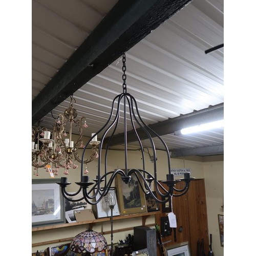 1353 - SIX BRANCH METAL CEILING CANDLE HOLDER