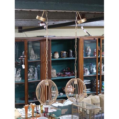 1352 - PAIR OF MODERN GILT METAL SPHERE CHANDELIERS