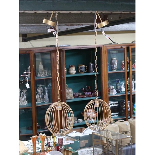 1352 - PAIR OF MODERN GILT METAL SPHERE CHANDELIERS