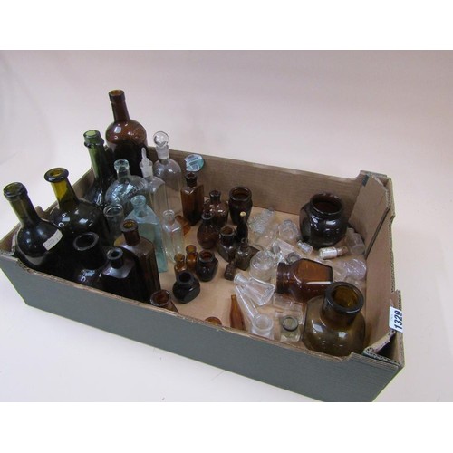 1329 - COLL. OF CLEAR AND COLOURED GLASS BOTTLES