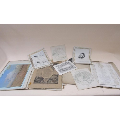 1338 - TWO FOLDERS OF EARLY PRINTED GEOGRAPHICA AND OTHER ASSOCIATED