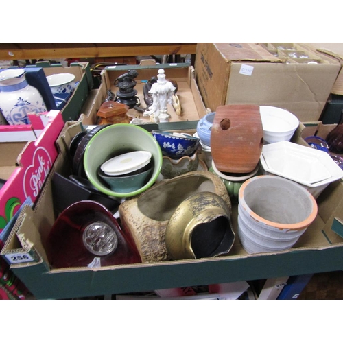 256 - BOX OF JARDINIERES ETC