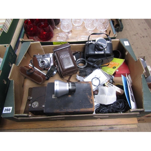 260 - BOX OF VINTAGE CAMERAS