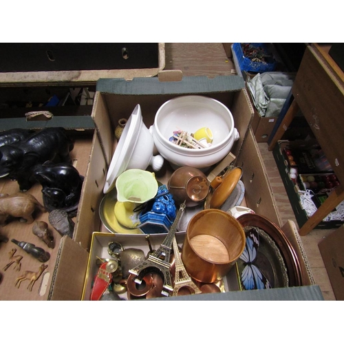 286 - BOX OF METALWARE AND CHINA
