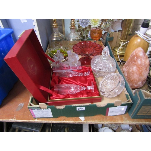 341 - BOX OF MIXED GLASSWARE