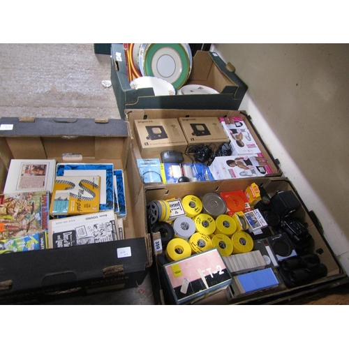 350 - THREE BOXES OF FILM REELS ETC