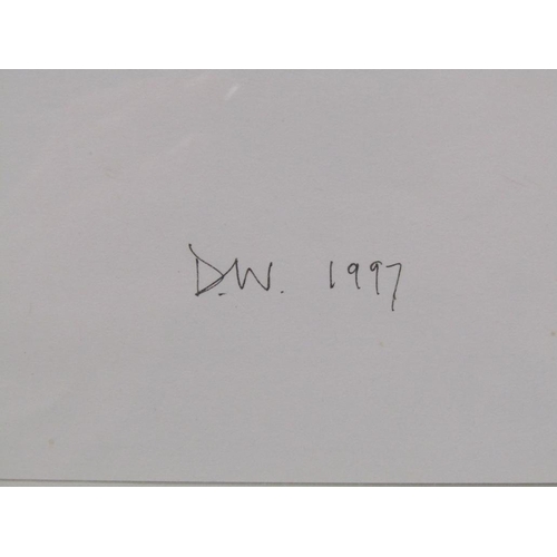 1287 - DIANA WILKINSON - FRAMED PEN AND INK COLOUR WASH, THE TABLE LAMP