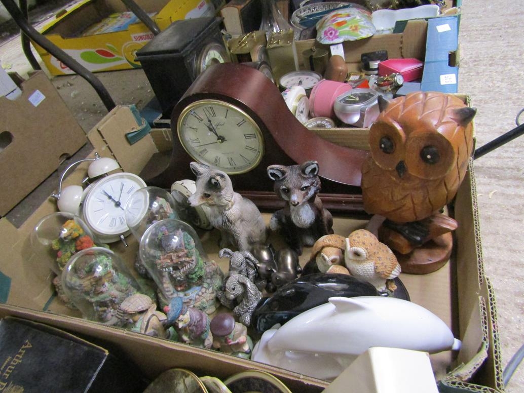 FIGURINES, MANTEL CLOCK ETC