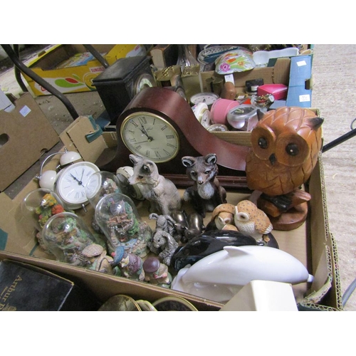 FIGURINES, MANTEL CLOCK ETC