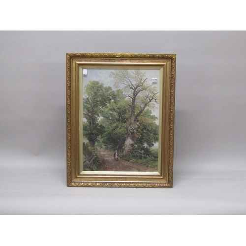 W HOLME 1869, LADY NEXT TO OLD OAK TREE SIGNED WATERCOLOUR F/G