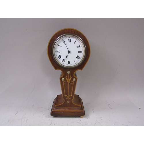 ART NOUVEAU PERIOD MAHOGANY BALLOON MANTEL CLOCK WITH SATIN WOOD AND ...