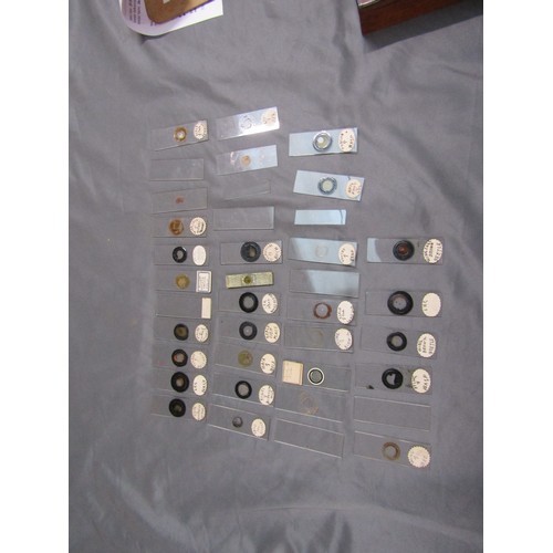 MICROSCOPE IN BOX, BOX OF MICROSCOPE SLIDES, SLIDE BOX (EMPTY)