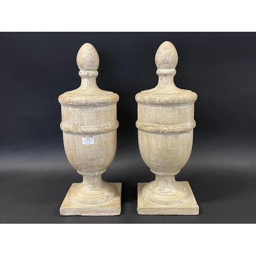 1036 - Pair of decorative faux wood finials, each approx 57cm H (2)