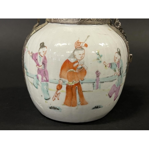 1103 - Antique Chinese famille Rose opium jar, approx 13cm H