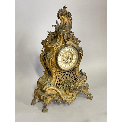 1033 - Antique French Rococo revival mantle clock, Vincent Catlleux of la Fleche, clock approx 54cm H x 38c... 