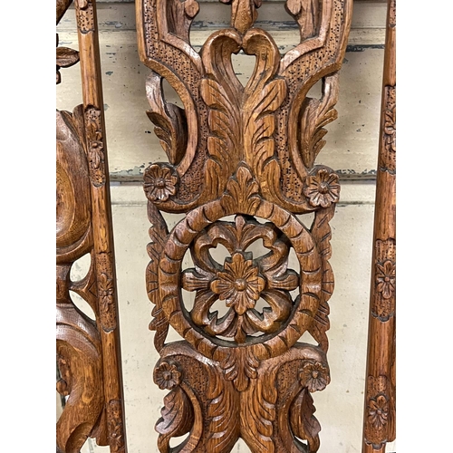 1086 - Pair of antique carved oak high back dining chairs (2)