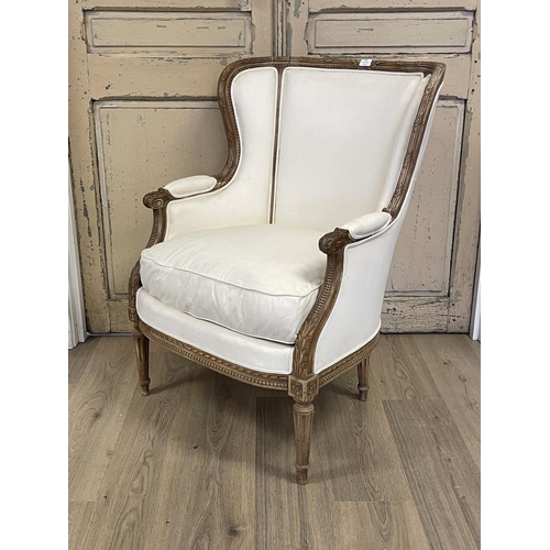 1138 - French Louis XVI style wing arm chair painted frame