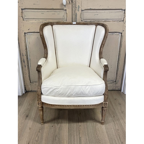1138 - French Louis XVI style wing arm chair painted frame