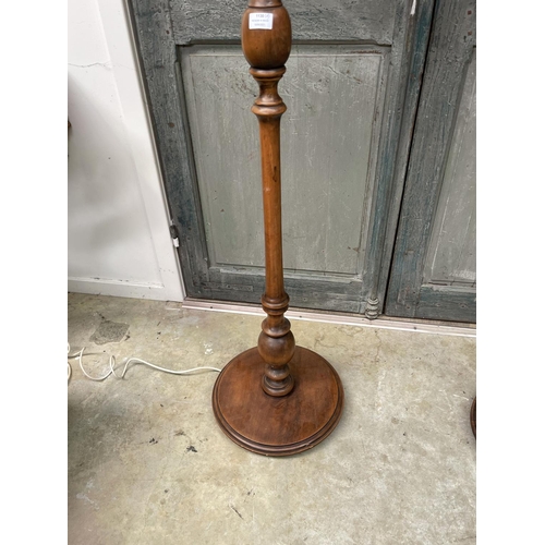 1130 - Pair of vintage turned wood standard lamps, each approx 180cm H (2)