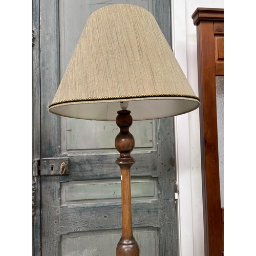 1130 - Pair of vintage turned wood standard lamps, each approx 180cm H (2)