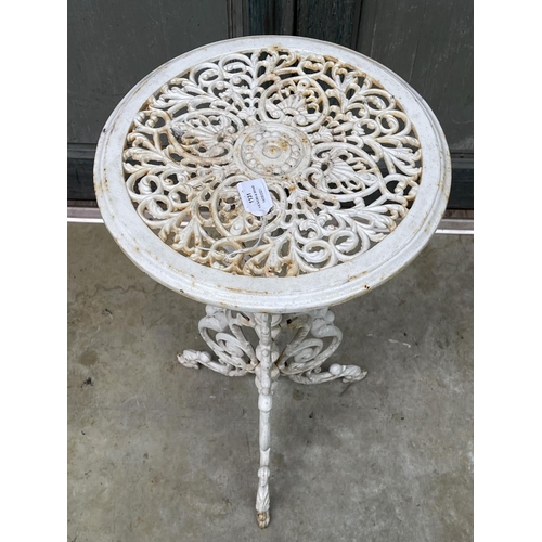 1131 - Tri legged circular cast iron plant stand, approx 69cm H x 36cm Dia