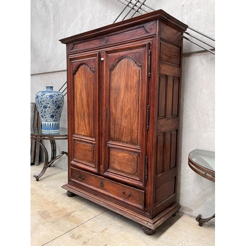 1114 - Antique French walnut late 18th / early 19th century two door armoire, with single long drawer below... 